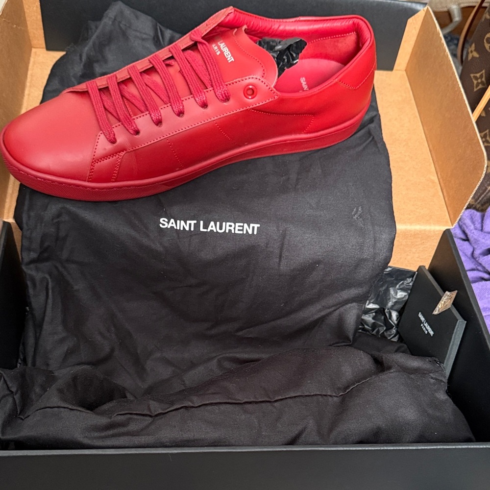 Saint Laurent Bold Red Leather Sneakers